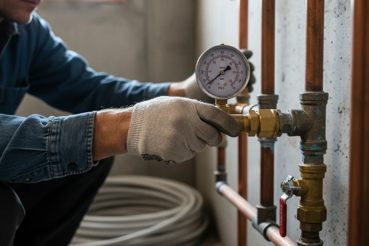 Pressure testing a repaired line during Water Line Repair in Jenner